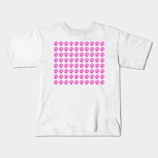 Cerise Pink Paw Prints Kids T-Shirt